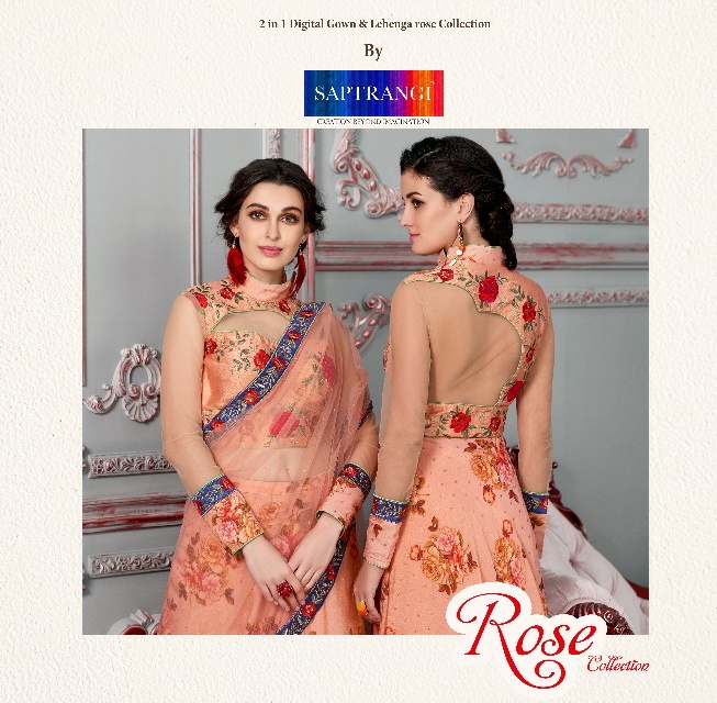 Saptrangi rose collection SL1001-SL1007 designer Gown and lehenga in 2in1 concept collection at best price