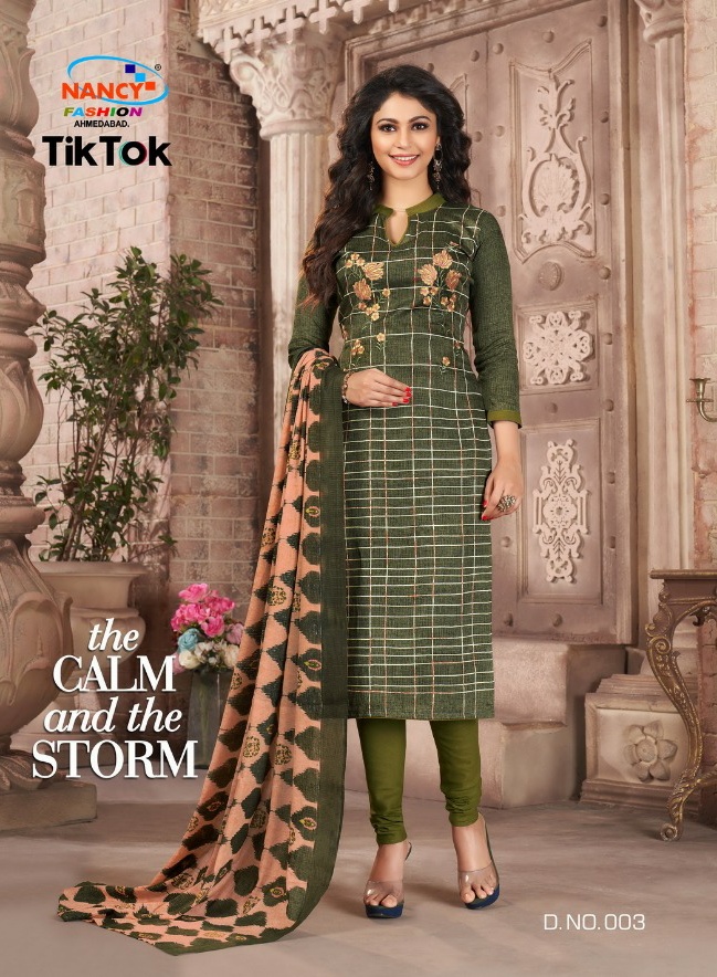 Nancy fashion Tik tok Exclusive printed cotton dress material catalog in wholesale price surat