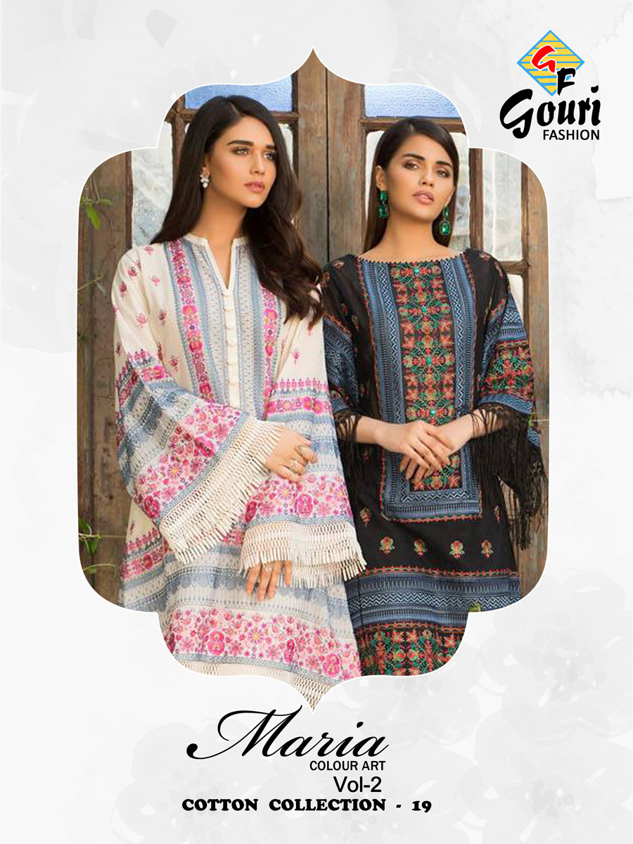 Gouri Fashion Maria Colour Art Vol 2 Cotton Collection 19 Pakistani Suit Wholesale Surat