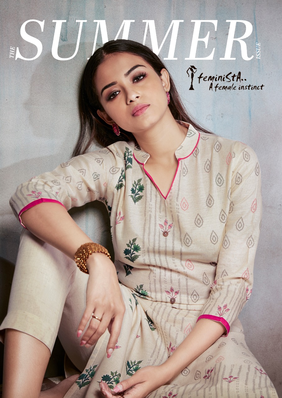 Feminista summer stylish cotton khaadi kurti catalogue surat dealer best price
