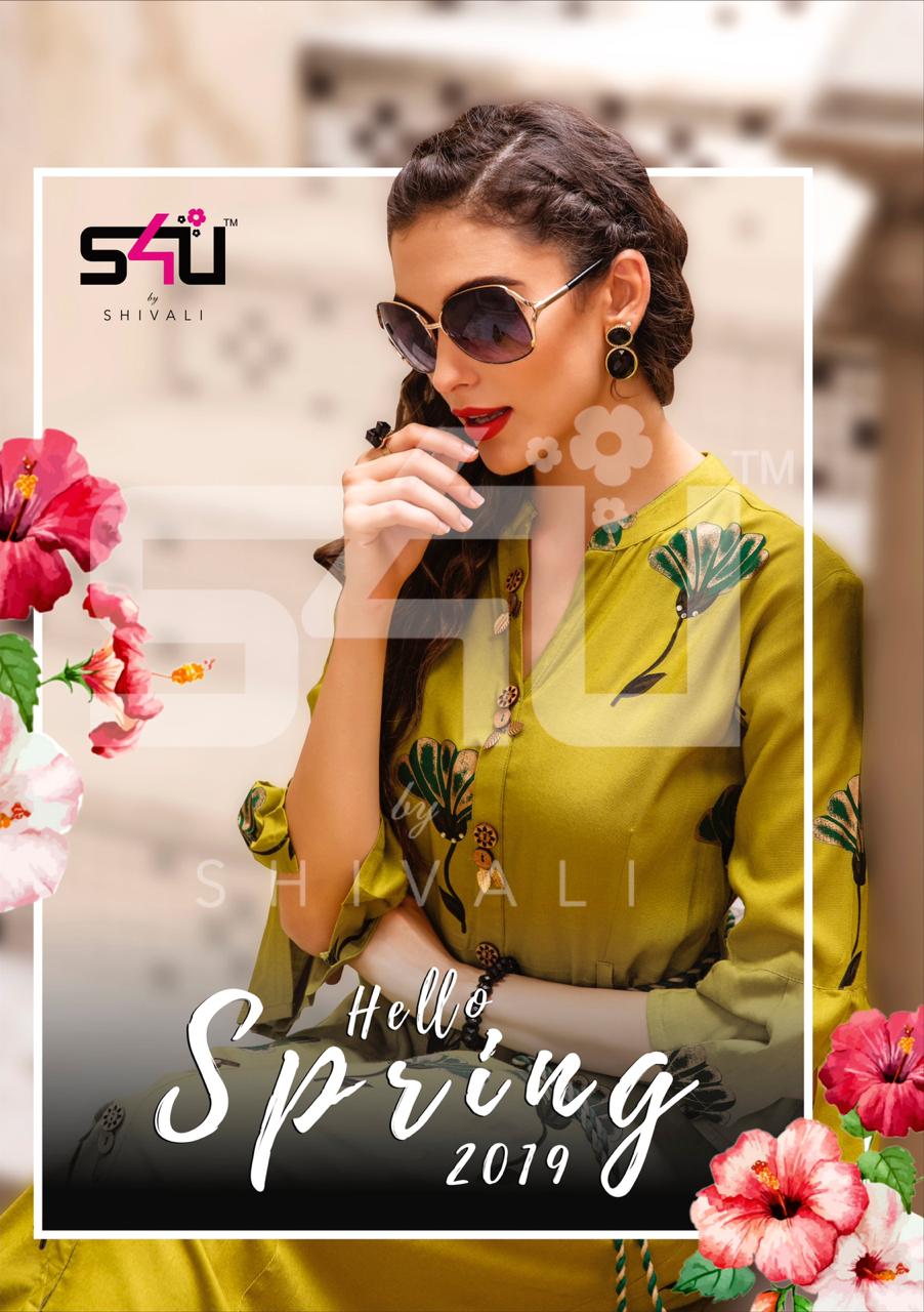 S4u by shivali hello spring 2019 stylish gown style designer kurti catalogue surat wholesaler best price