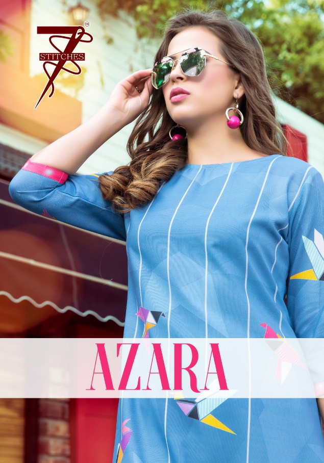 7 Stitches By Alok suit Azara Digital printed rayon kurti catalog wholesale price surat
