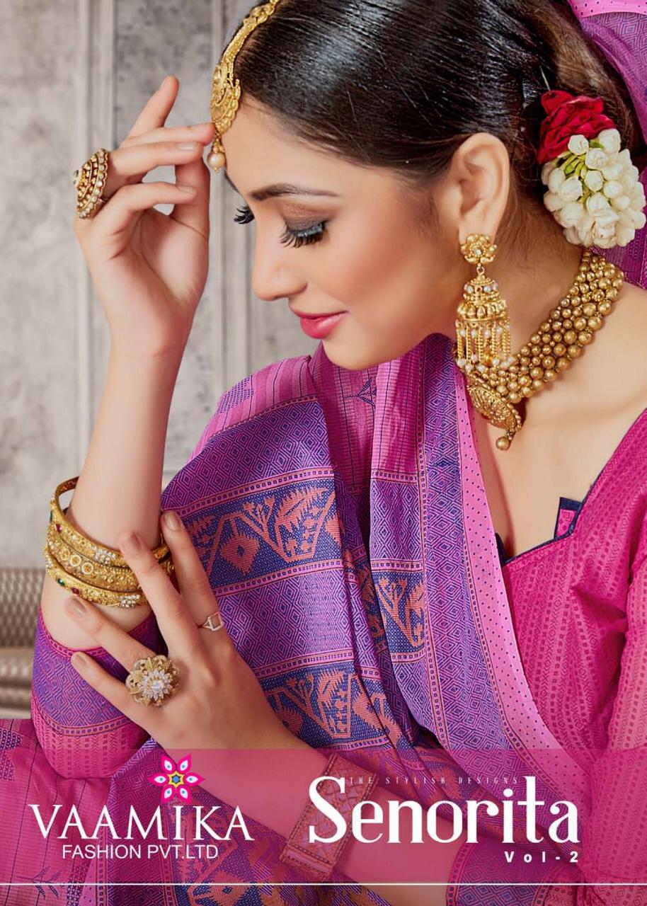 Vamika fashion senorita vol 2 cotton based stylish saree catalogue buy at best price inline surat dealer