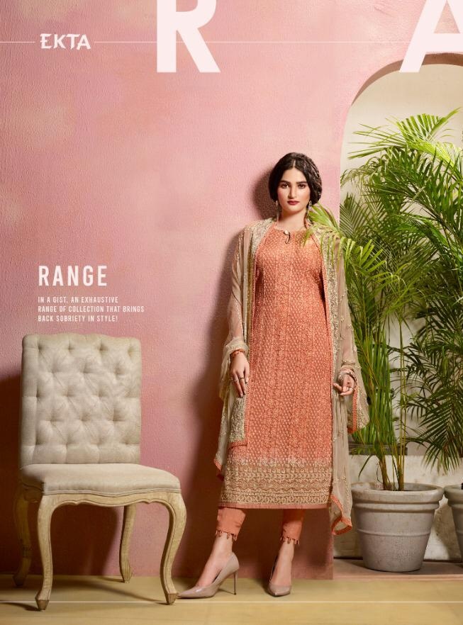 Ekta fashion khwaish vol 27 chiffon suit karachi lakhnavi work catalog surat wholesale