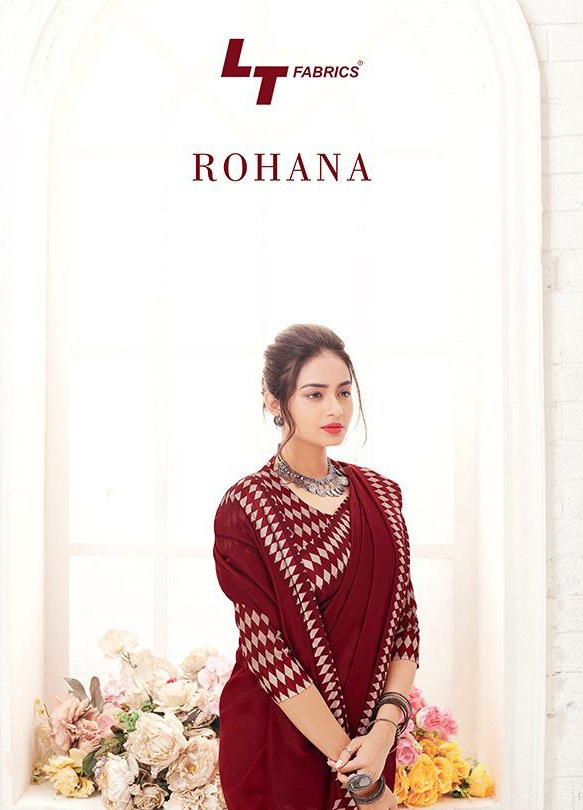 LT fabrics Rohana designer Printed trendy saree Catalog supplier in surat