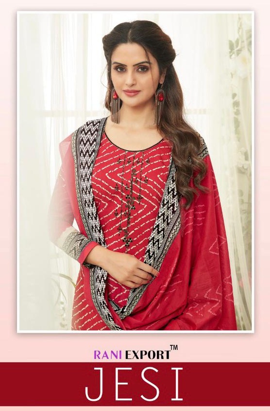 Rani exports jesi bandhani printed cotton ladies suit catalog surat wholesaler