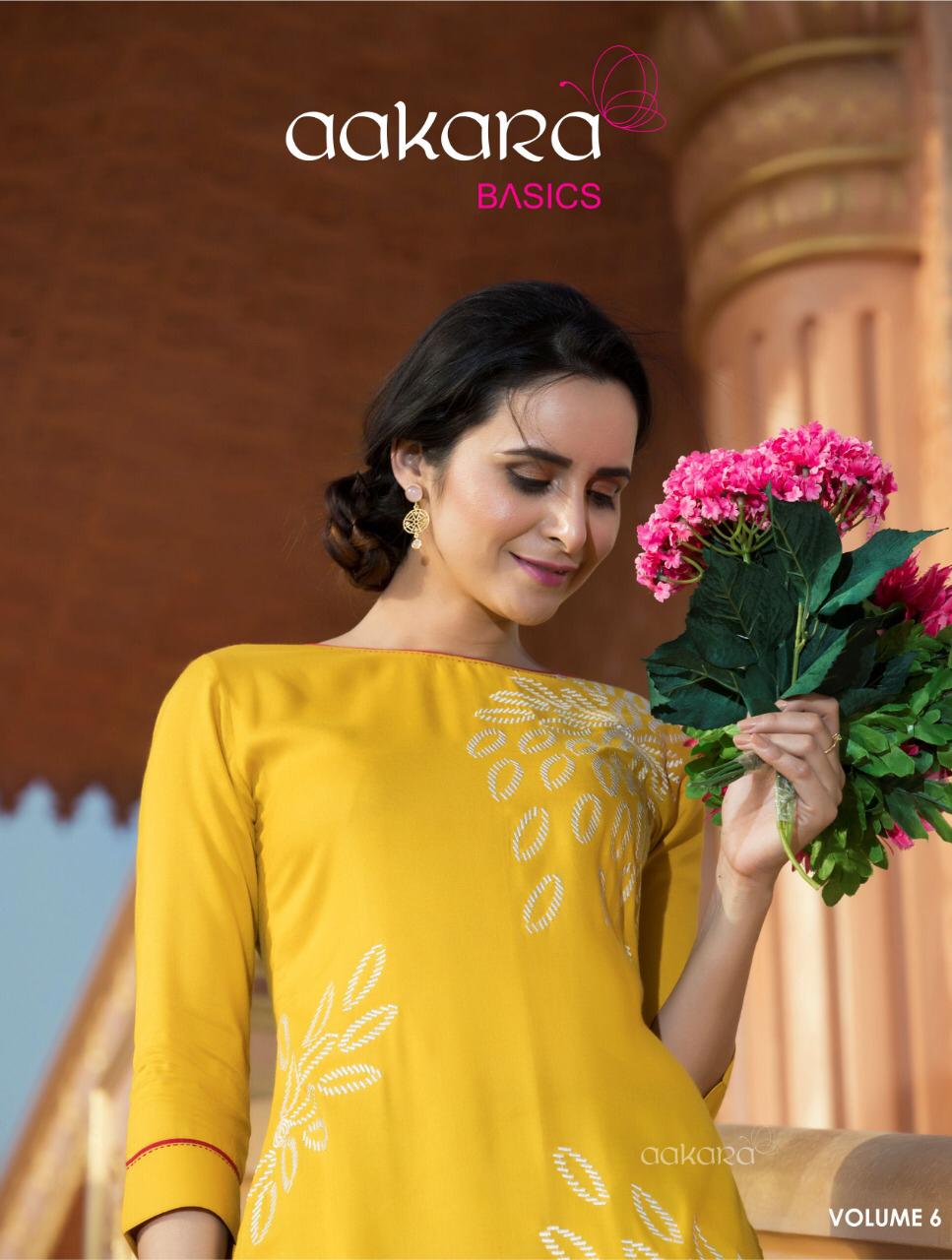 Aakara basics vol 6 fancy stylish kurti collection from surat dealer