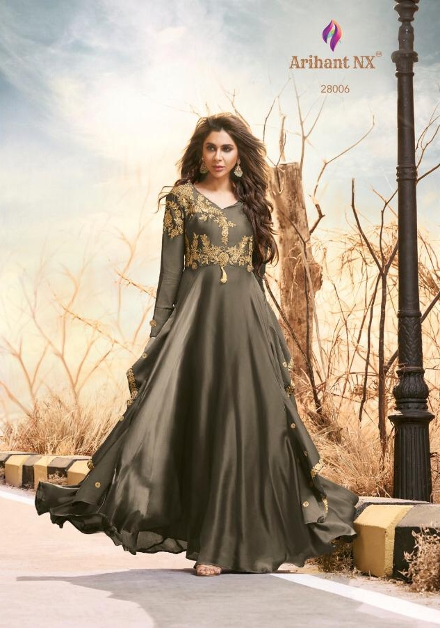 Arihant silk two toned silk partywear readymade gown collection from surat wholesaler