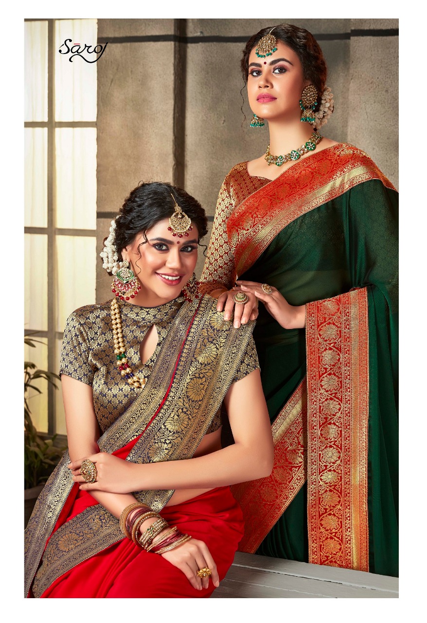 Saroj sarees suhani georgette silk designer saree supplier in surat