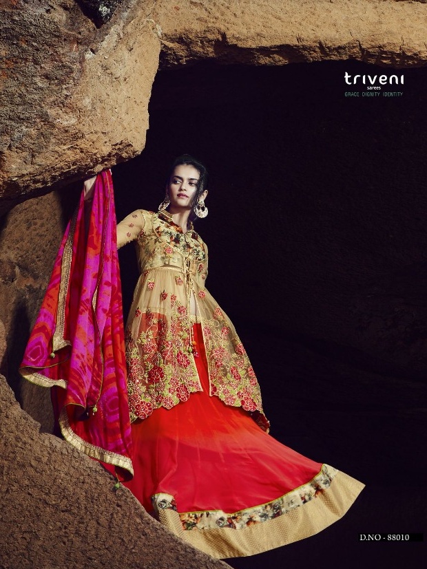 Triveni janasheen lehenga style dress catalog surat supplier