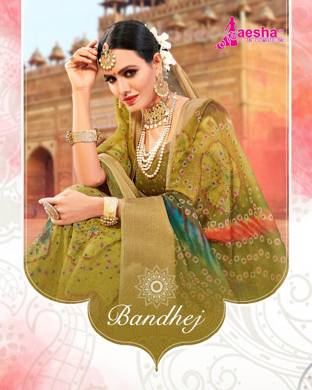 Aayesha Bandhej weaving fancy designer saree wholesaler india