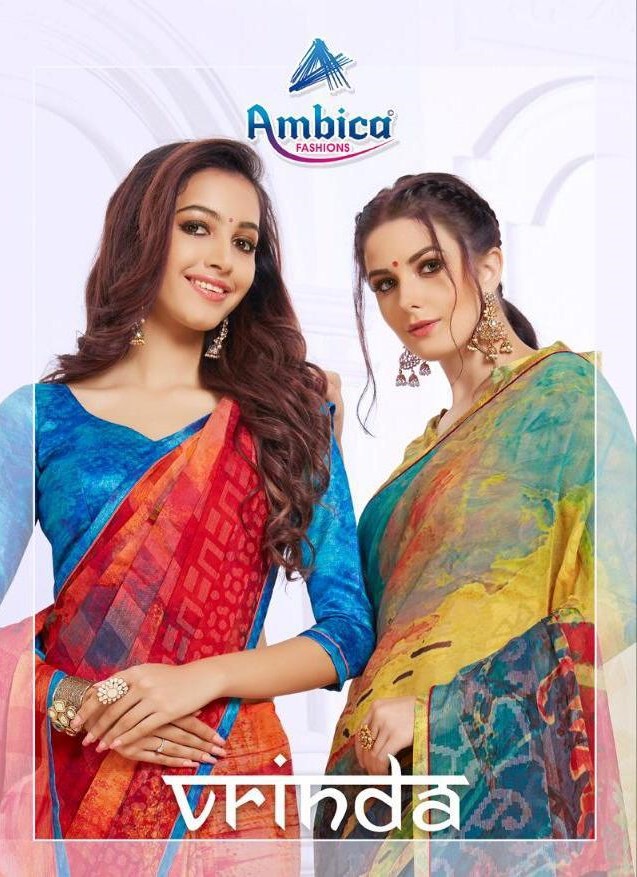 Ambica Vrinda Georgette printed saree collection wholesalers online