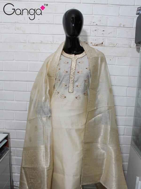 Ganga eknoor 148 designer chanderi silk salwar suit wholesaler