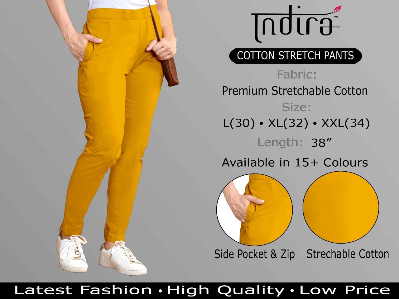 Indira Cotton Stretch Pants ladies Collection Wholesale Price