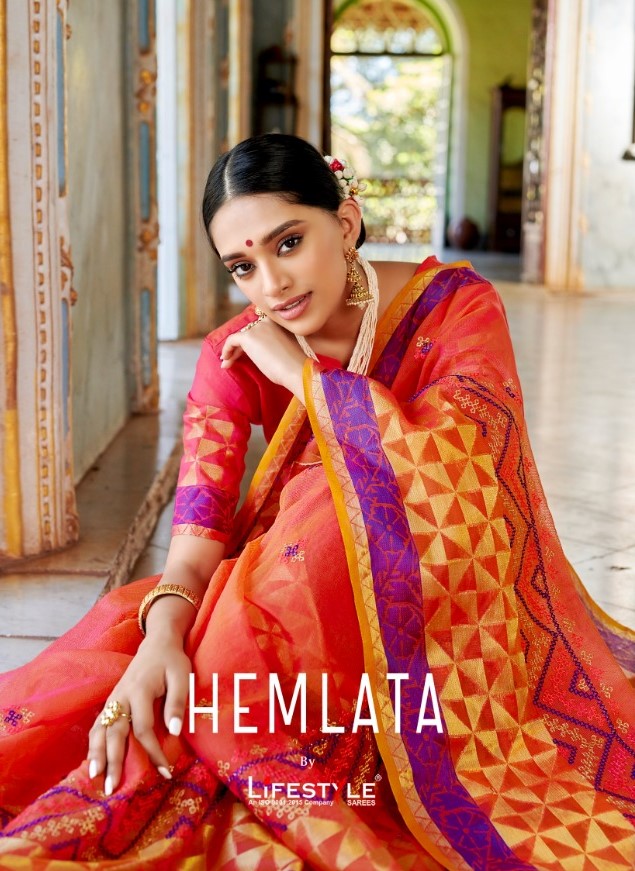 Lifestyle Hemlata Supernet Weaving saree Collection supplier