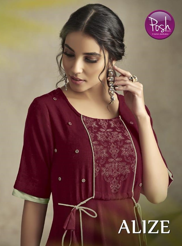Posh kurtis aliza rayon flex long gown catalog collection india