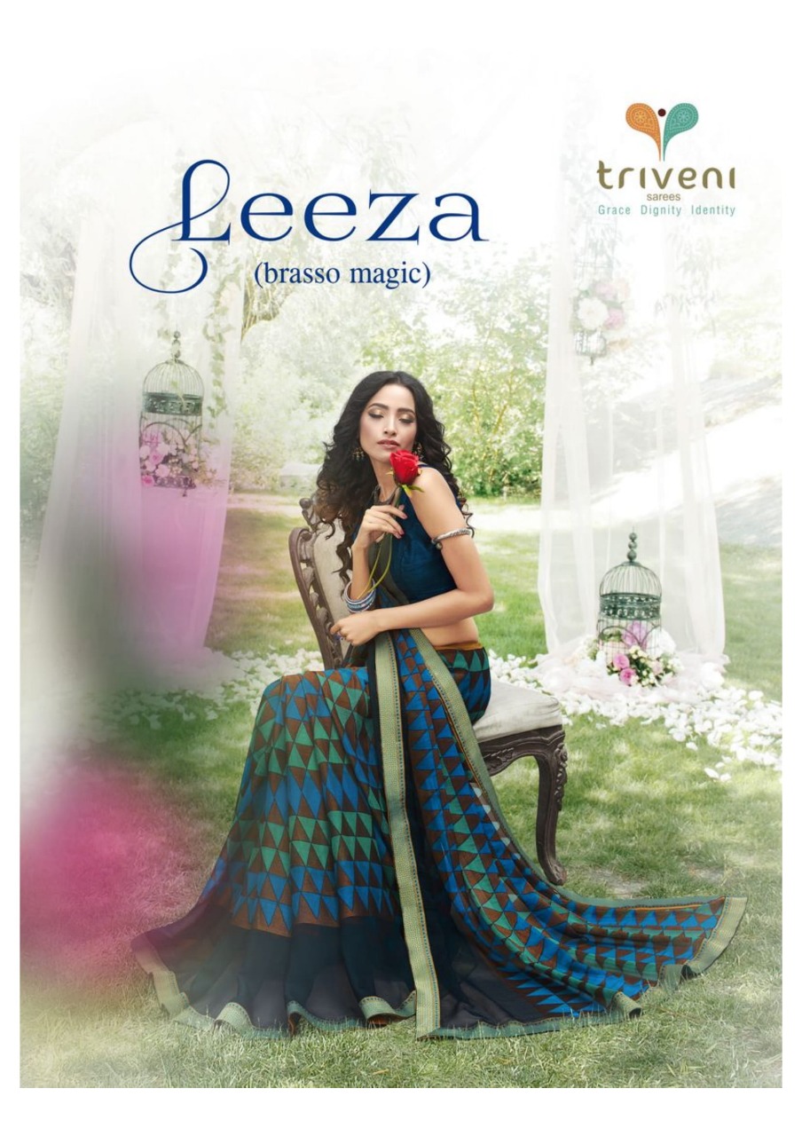 Triveni Leeza Chiffon brasso printed saree supplier in surat best price