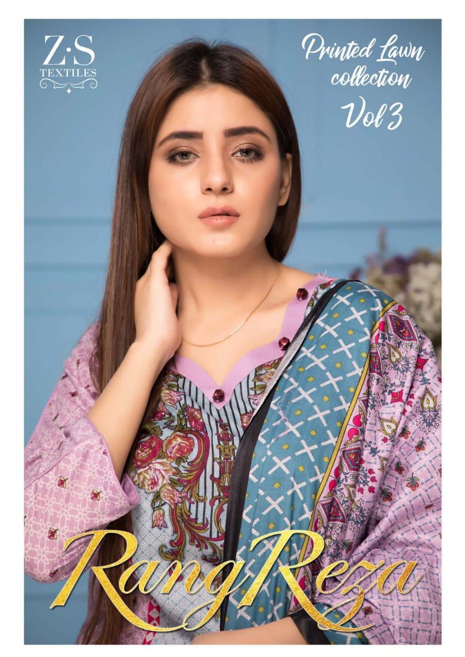 ZS Textile Rangreza lawn vol 3 lawn print pakistani ladies suits dealer