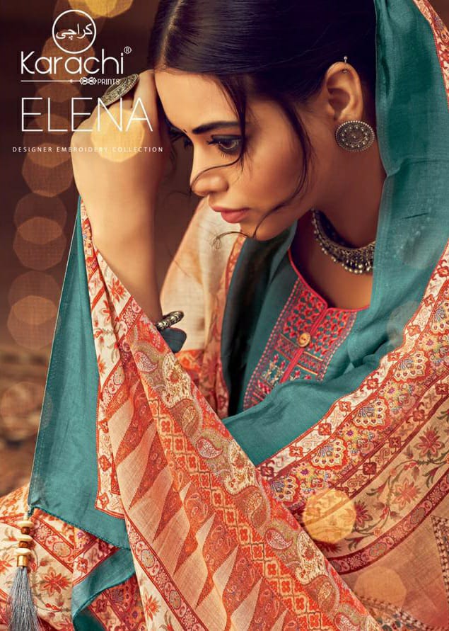 Karachi prints Elena cotton designer work Suits Ladies Collection online