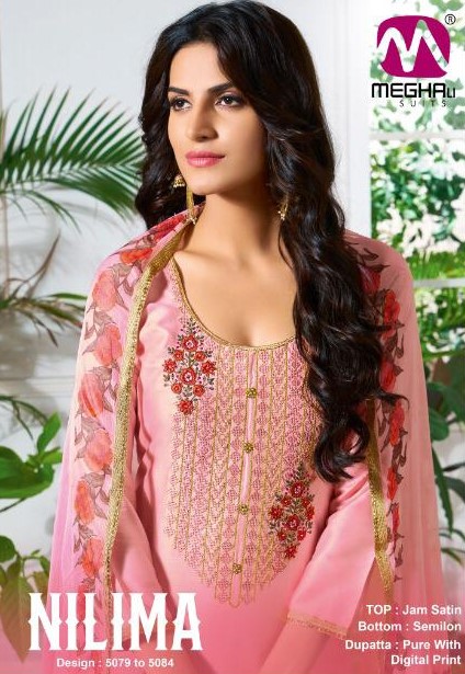 Meghali Nilima embroidery cotton satin Ladies Collection Surat Wholesale
