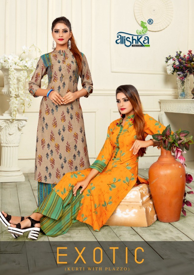 Alishka Exotic fancy print kurti palazo set wholesale price