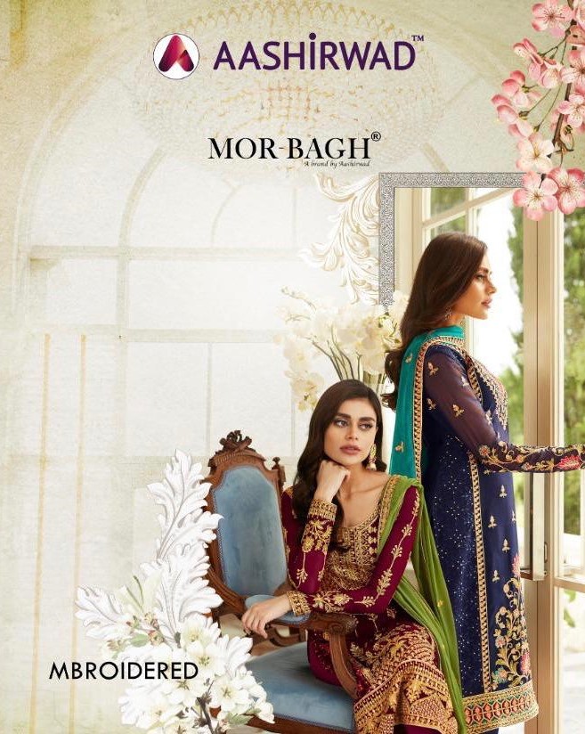 Ashirwad Mor Bagh Mbroidered Designer Straight Suit Catalog Supplier Surat