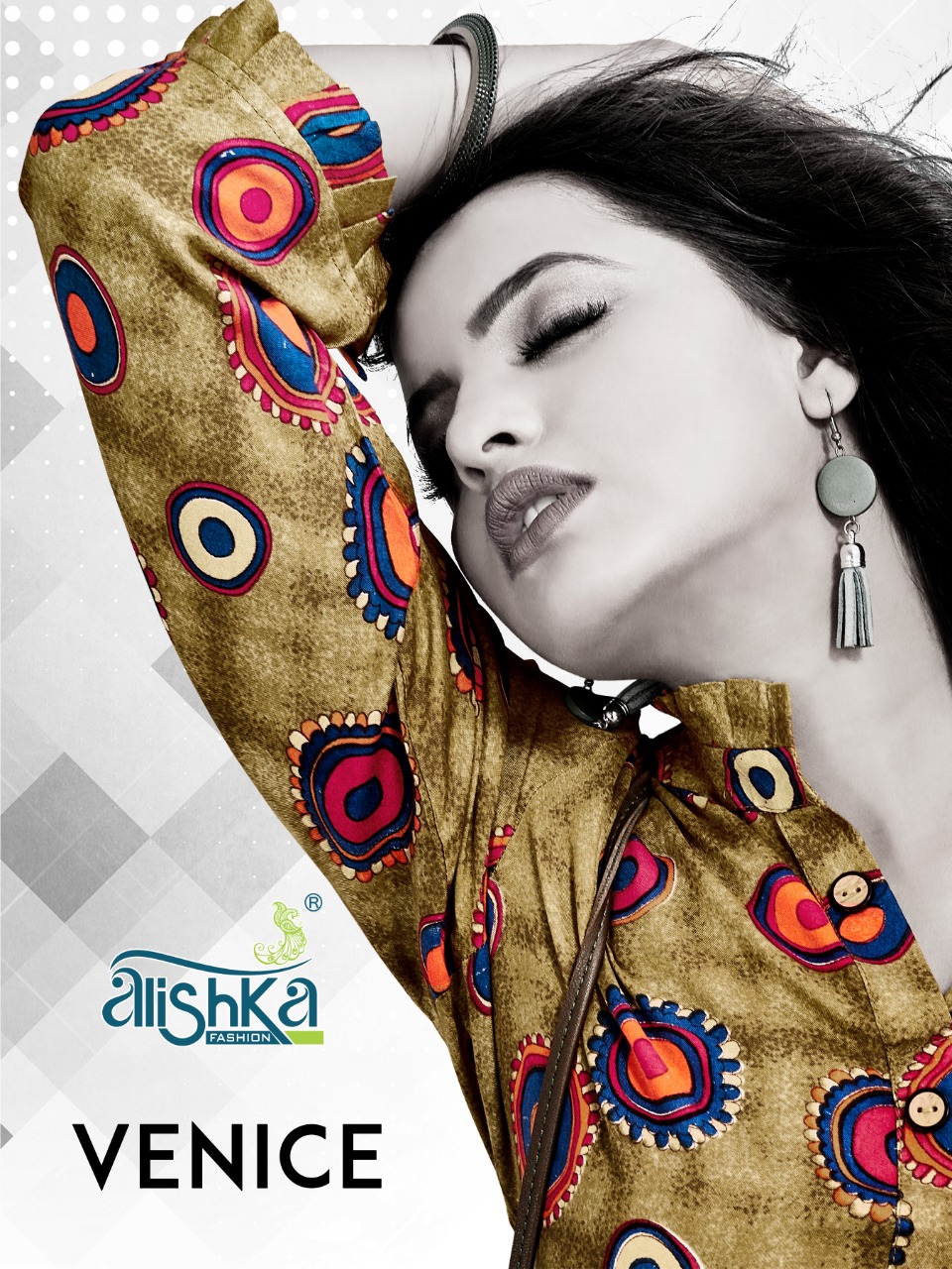 Alishka Venice check printed rayon short kurti catalog online