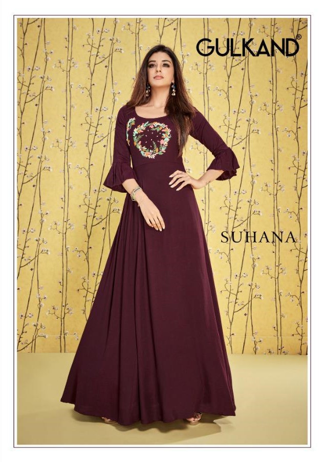 Gulkand Suhana two toned rayon gown collection dealer seller