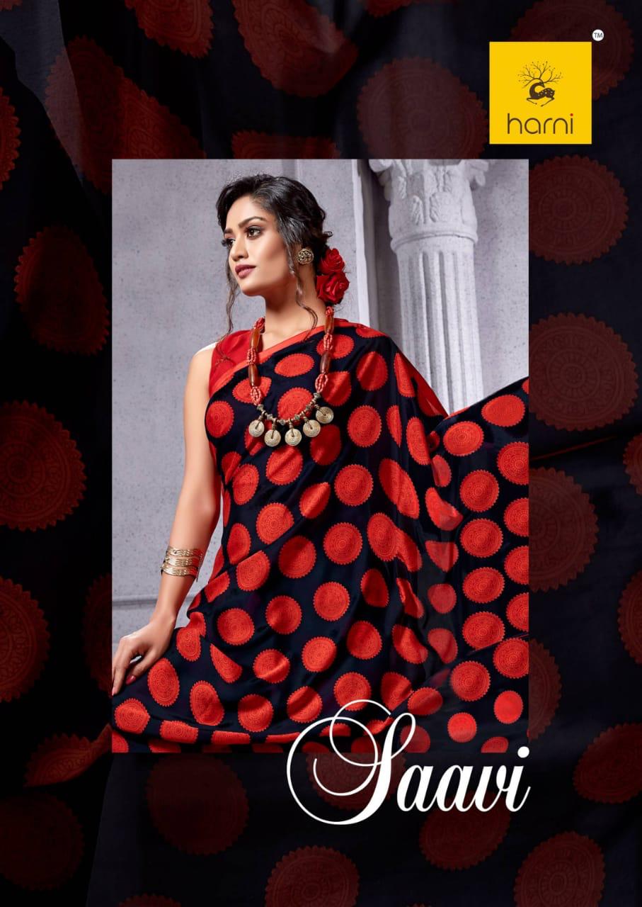 Harni Saavi georgette printed fancy saree wholesale price surat