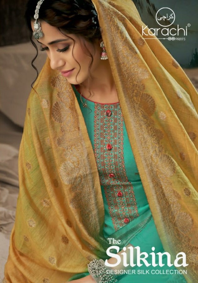 Kaabil Karachhi Silkina Designer Collection Salwar Suit Latest Catalog Supplier