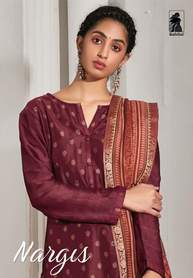 Sahiba Nargis heavy Jacquard Silk Salwar Suit Sahiba latest Catalog 2019
