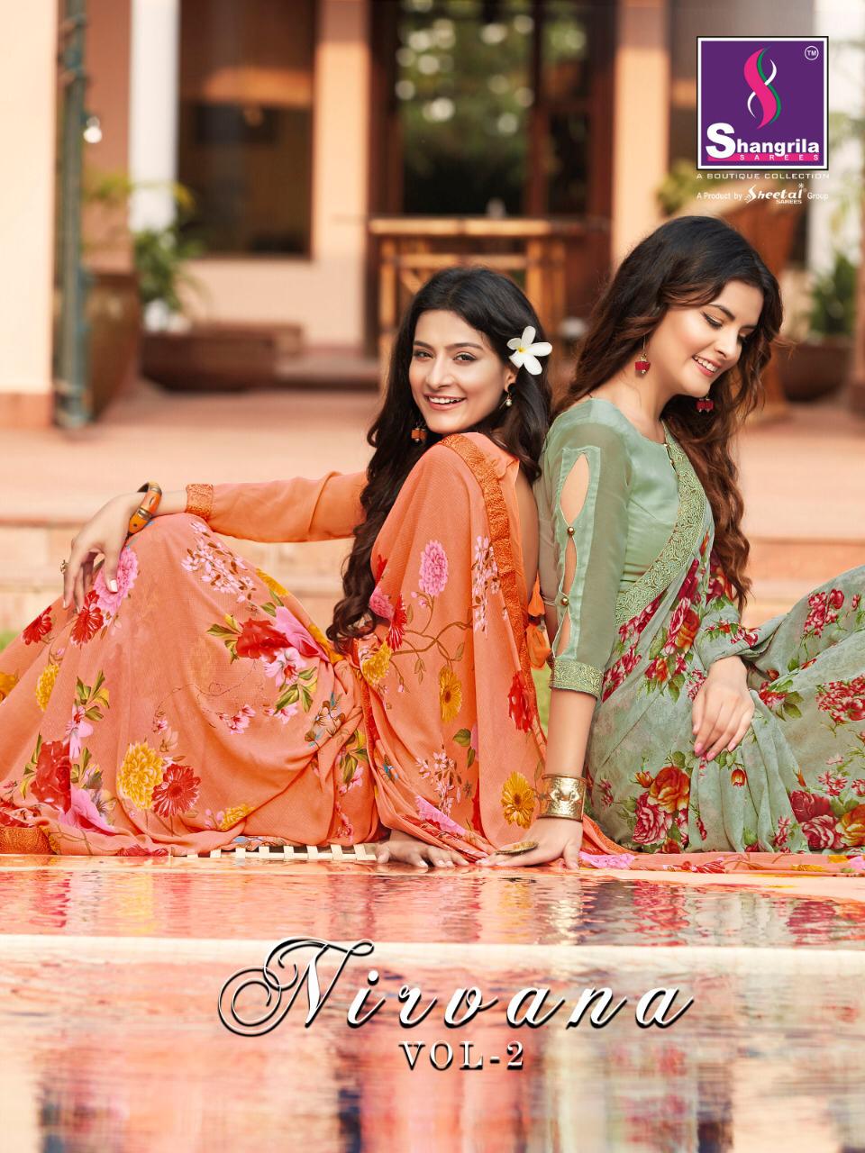 Shangrila Nirvana Vol 2 Floral Print Colour Full Saree Latest Catalog Supplier