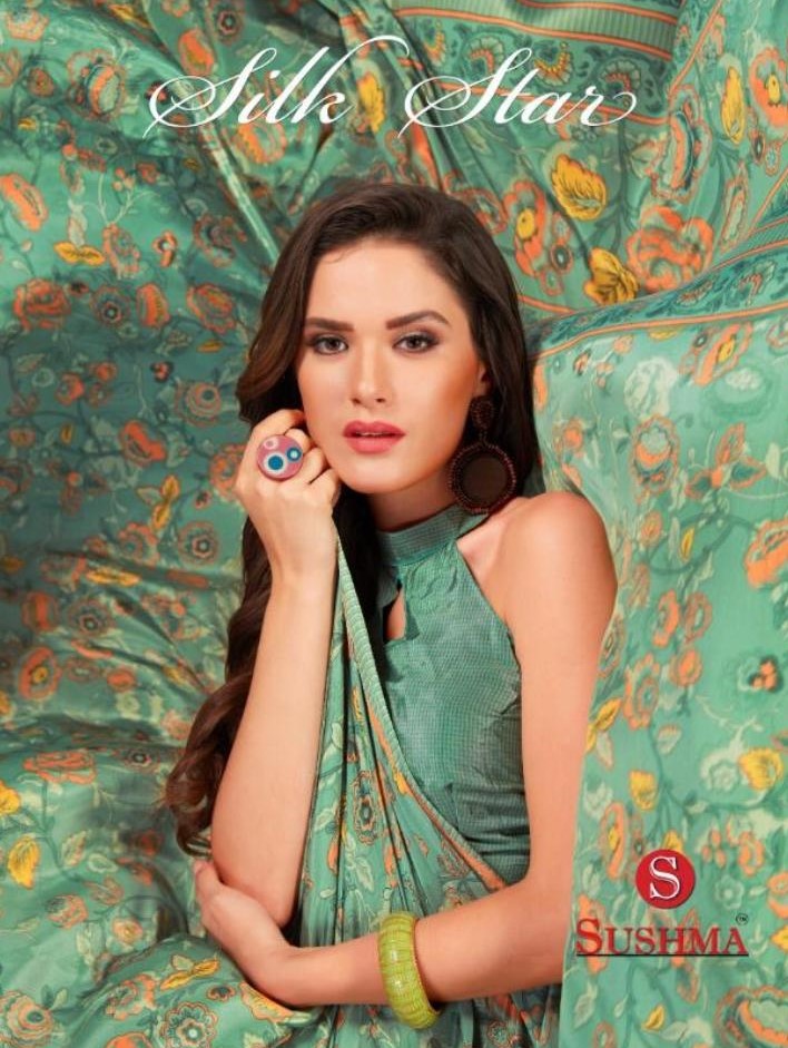 Sushma Silk Star Designer Printed crepe Saree Latest Catalog Online