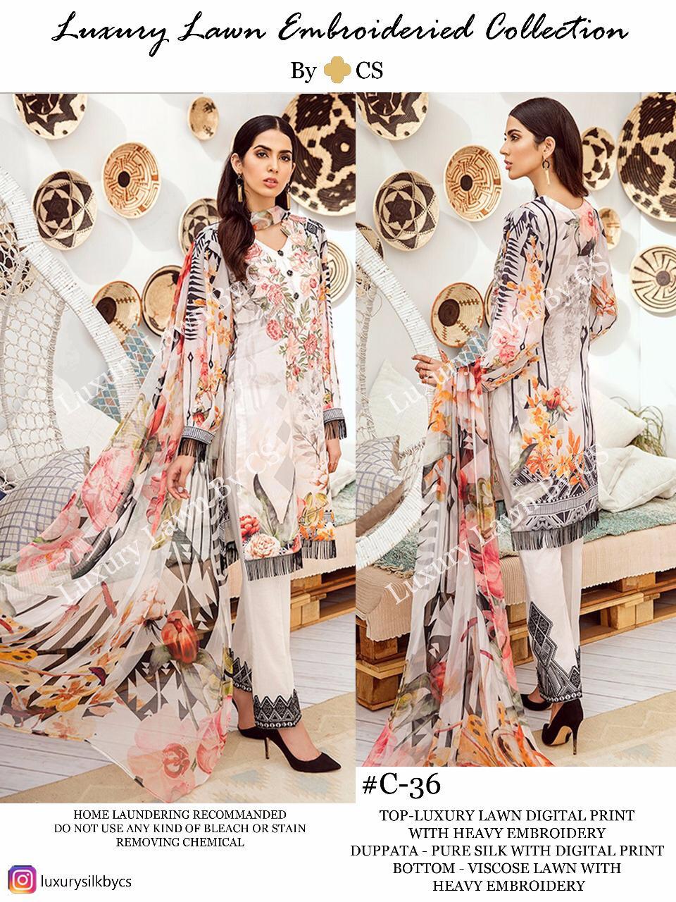 CS Luxury Lawn Vol 9 Embroidery Pakistani Suit Catalog Wholesaler