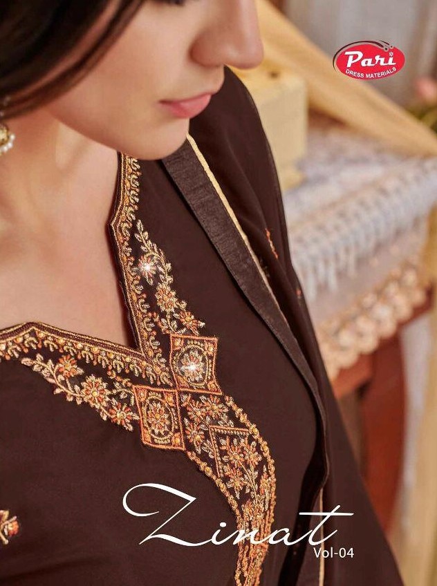 Pari Fashion Zinat Vol 4 Embroidered Straight Georgette Suit Dealer best Price