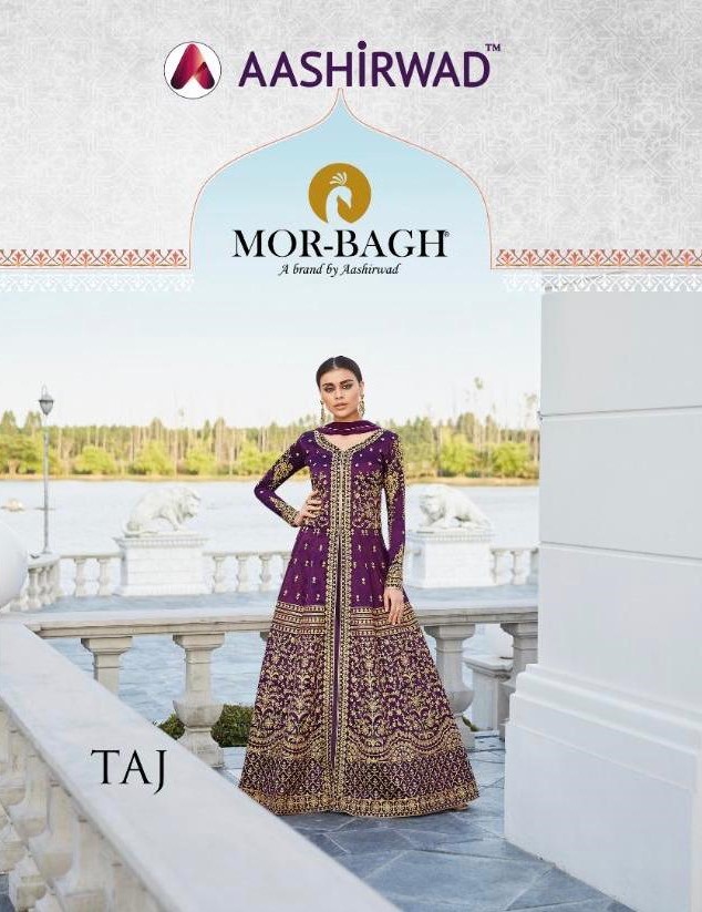 ashirwad Taj designer mulberry silk dress wholesaler surat Market