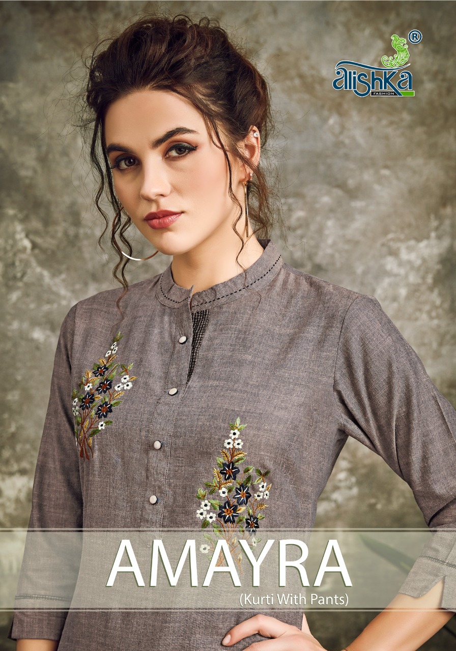 Alishka Fashion Amayra Designer Stylish Kurti Pant Set Catalog Supplier In Surat