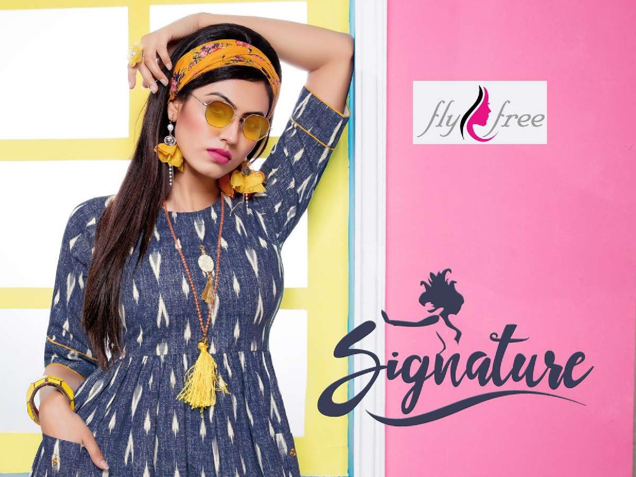 Fly Free Signature fancy denim print kurti design wholesale price