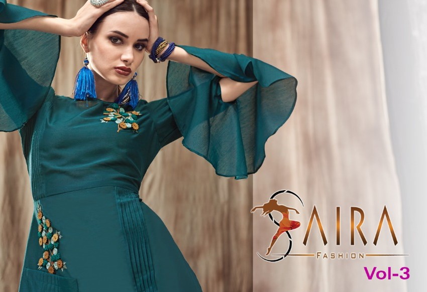 Saira vol 3 muslin designer kurti catalog wholesaler surat dealer