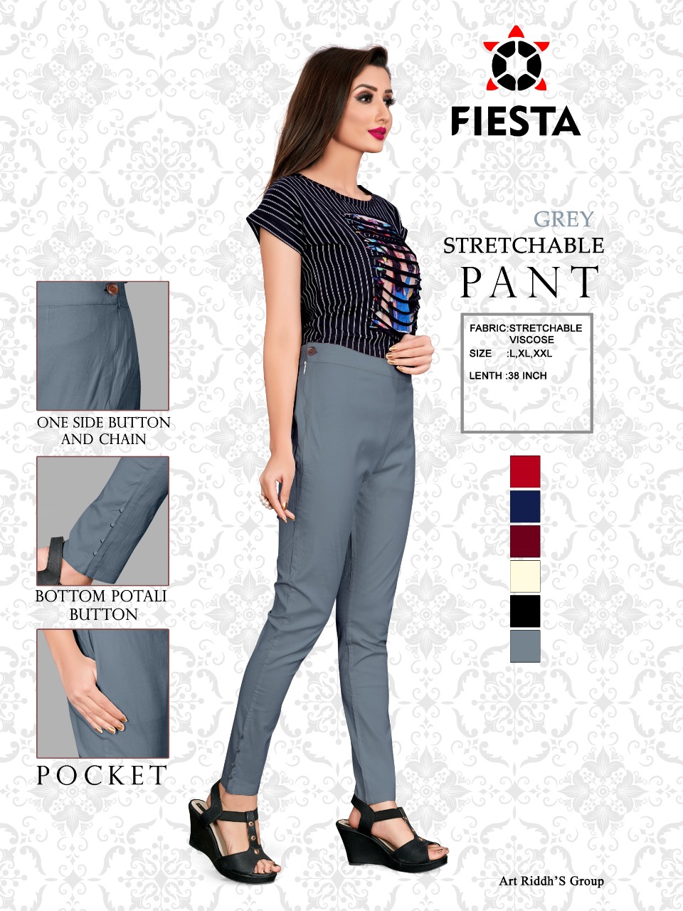 Art riddhs Fiesta Stretchable Fancy Pents Catalog Wholesale Supplier