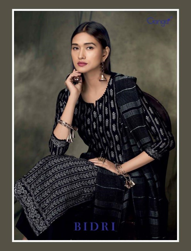 Ganga Fashion Bidri Designer Black Colour Salwar Suit Latest Catalog Wholesale