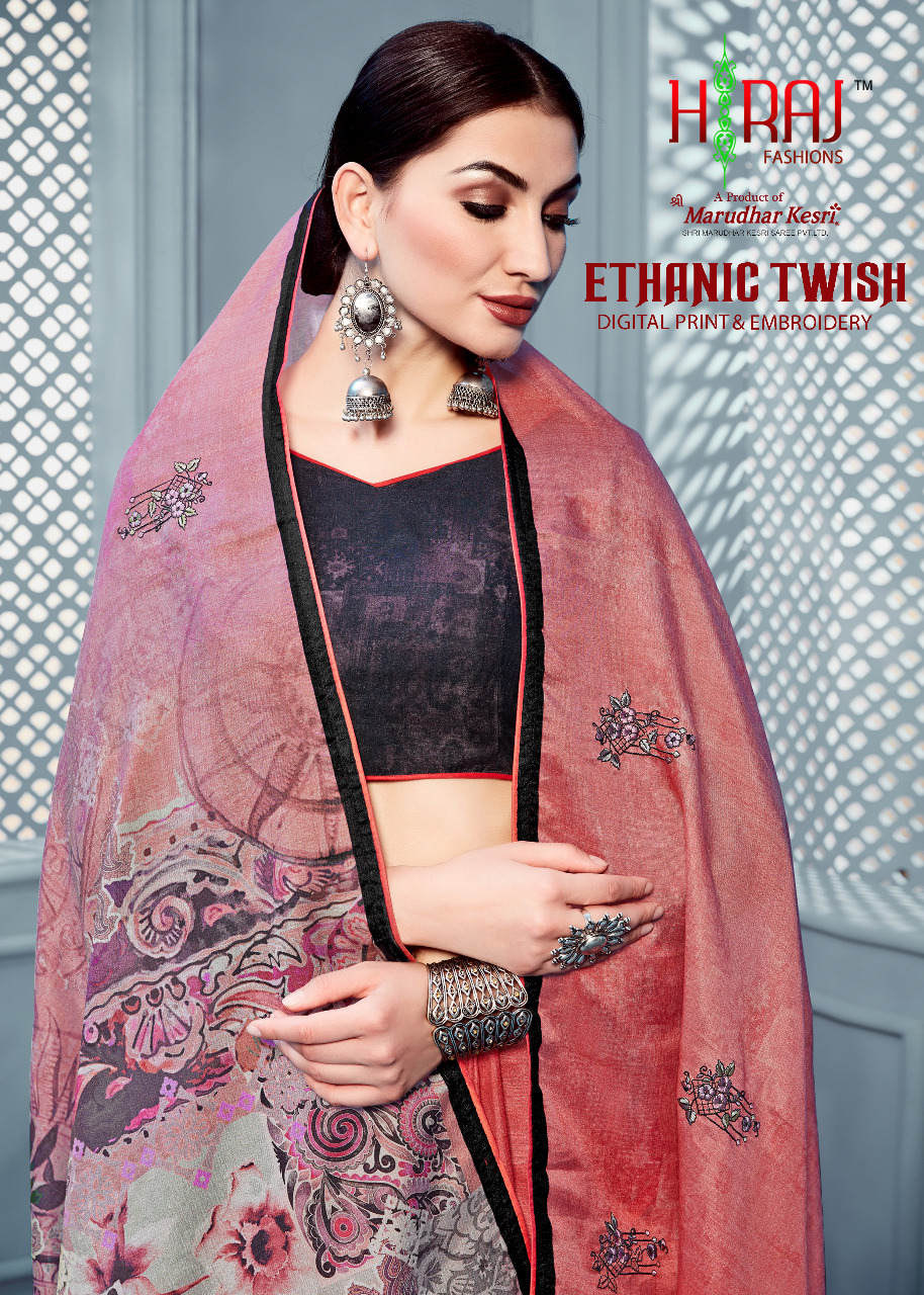 H Raj Ethanic Twish Manipuri silk stylish saree catalog dealer