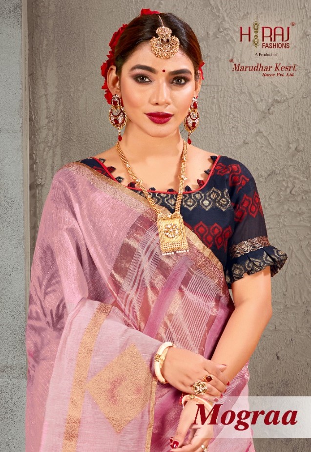 H Raj Mograa chanderi linen fancy saree collection wholesale Price Seller