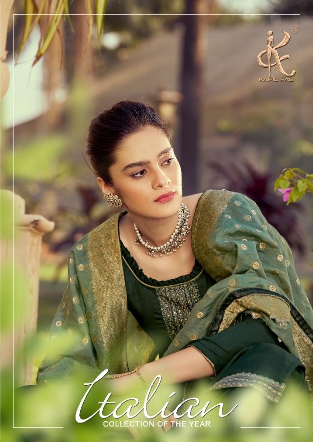 Kapil Fab Italian self embroidery Silk Suits Collection Wholesaler