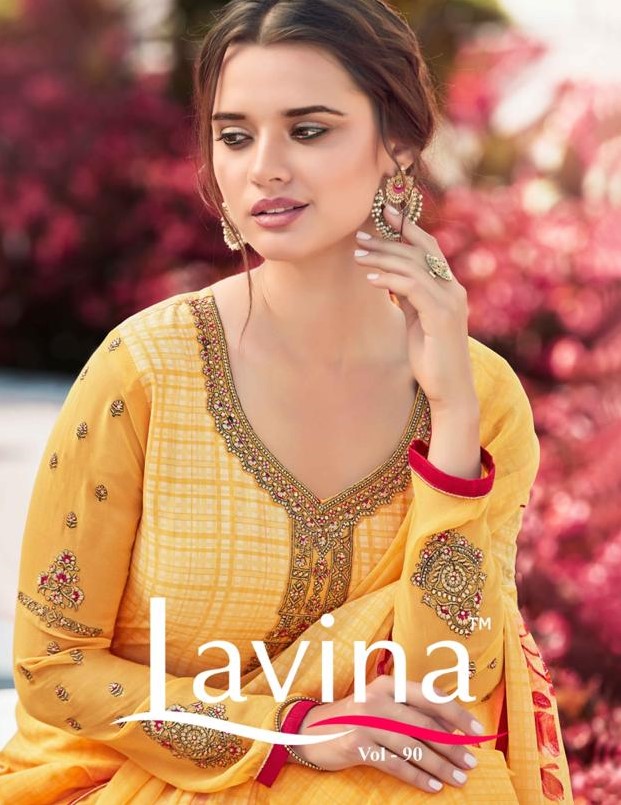 Lavina vol 90 embroidery work partywear straight suit dealer surat