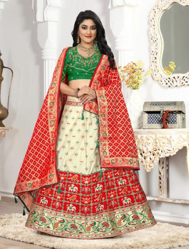 Kessi fabrics Odhani Silk Jacquard Designer Lehenga Collection