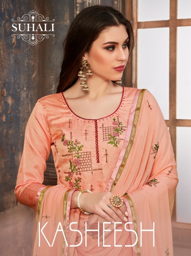 Risabh NX Kasheesh Fancy Cotton Silk Ladies Wear Suit Catalog wholesaler