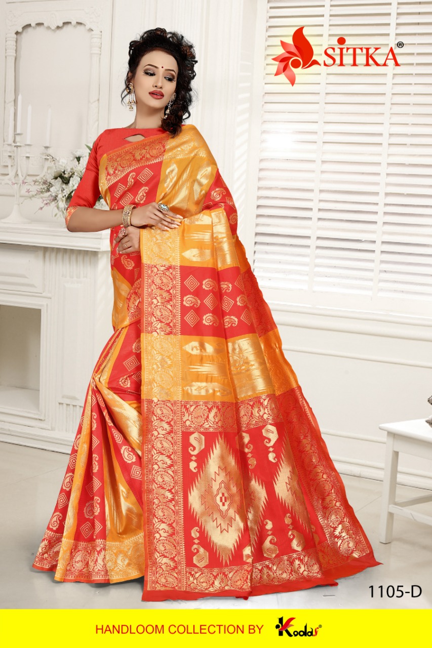 Sitka Natural Silk 1105 Fancy handloom silk saree catalog online