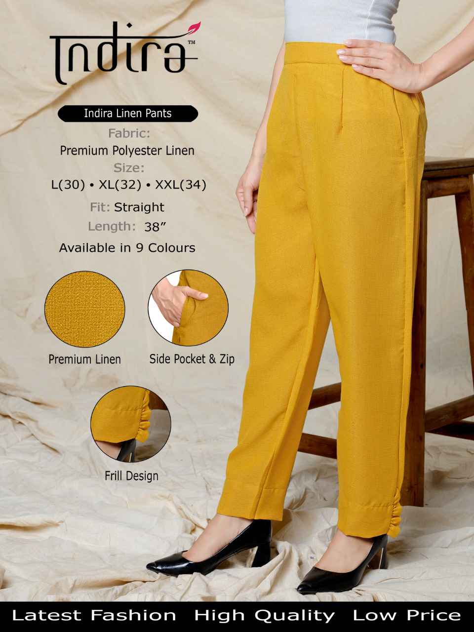 Indira Linen Pants Fancy Colourful Bottom Wear Wholesaler Online