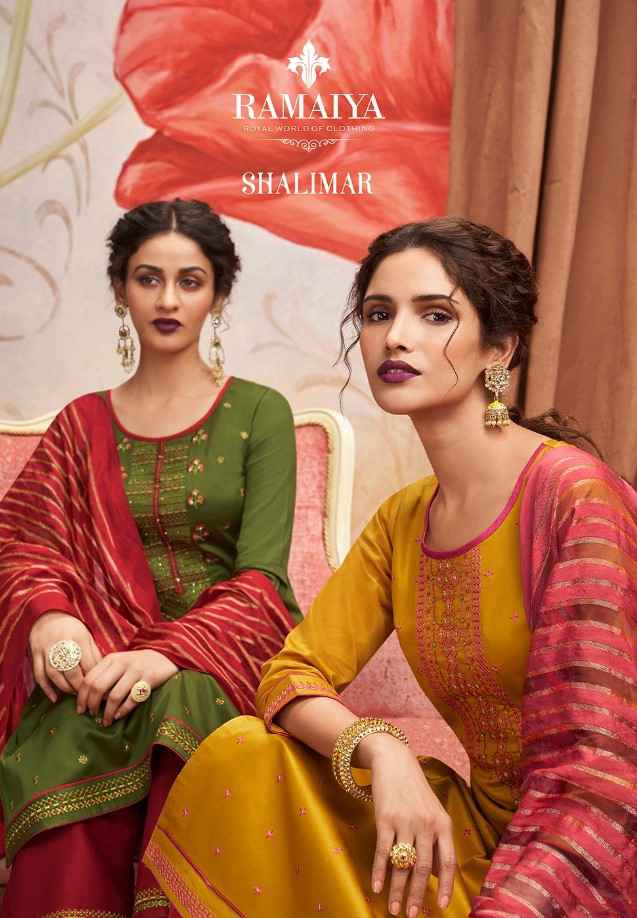 Ramaiya Shalimar Jam Silk Khatli Work Ladies Suits Online